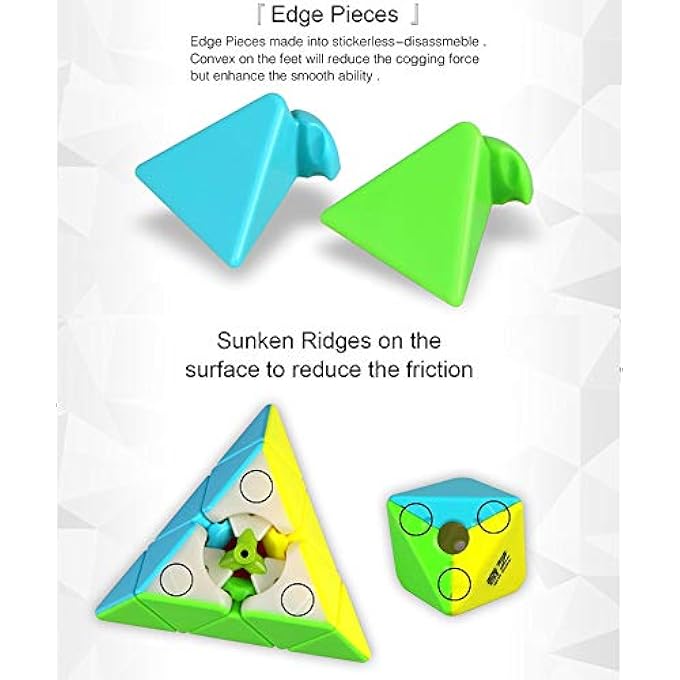 PYRAMID SPEED CUBE, QIYI STICKERLESS MAGIC CUBE TRIANGLE TWISTY PUZZLE FOR KIDS AND ADULTS - Image 3